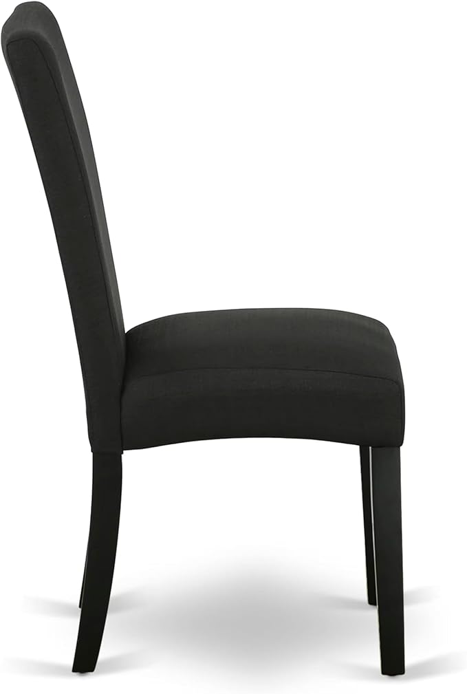 East West Furniture V676DR124-6 6 Piece Dining Set Contains a Rectangle Dining Room Table with V-Legs and 4 Black Color Linen Fabric Parson Chairs with a Bench, 36x60 Inch, Multi-Color
