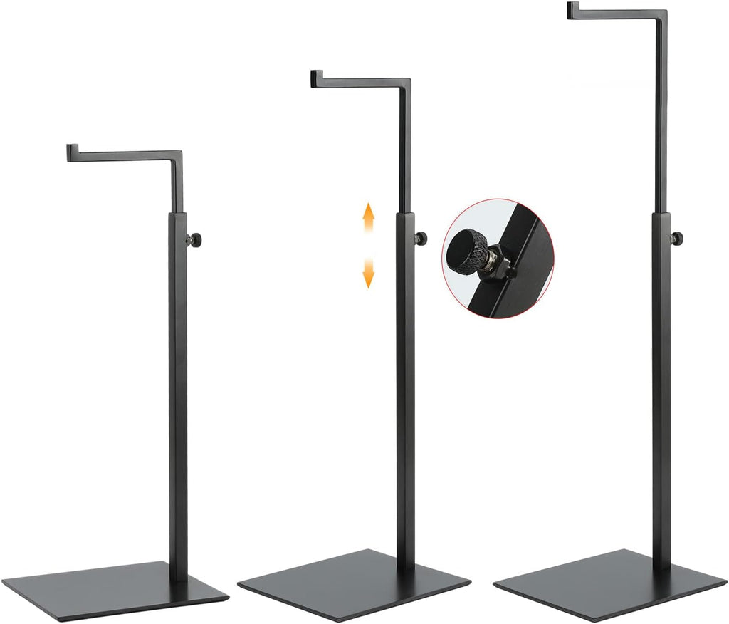 Purse Display Stand - 2 Pack Solid Black Bag Display Rack Stands, Counter Adjustable Height Stainless Steel Purse Handbag Holder Display Stand
