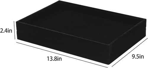 2pcs/Set Velvet Jewelry Tray, Grids Large Storage Tray for Bracelet Bangle Beads Display, Jewellery Organizer Box Tray for Home Drawer or Shop Store Selling Show (Black Velvet)