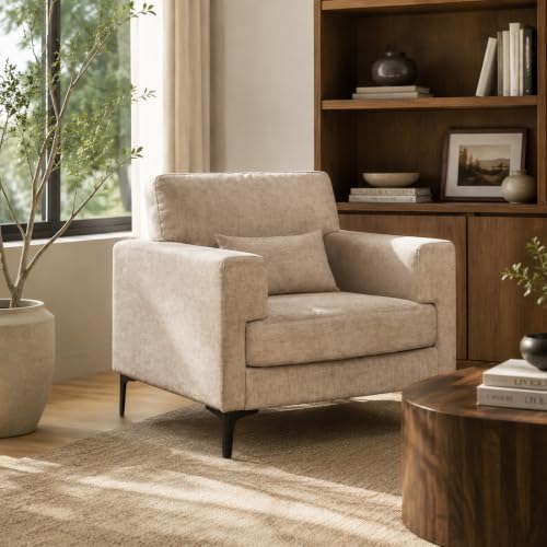 Oversized Accent Chair Armchair with Metal Legs | Comfy Chenille Arm Chairs a...