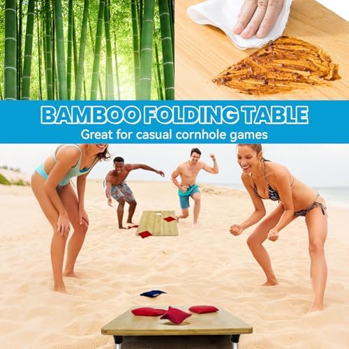 2 Pack Low Backpack Beach Chair with Folding Bamboo Table for Adults, 5-Posit...