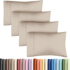 Queen Pillow Cases - 4 Pack - Super Soft Pillowcase Covers - Envelope Enclosure - Hotel Quality Pillow Protectors - Wrinkle Free, Fade, Shrink & Stain Resistant - Machine Washable - 20" x 30" (Wheat)