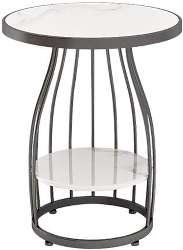 Telephone Table, Side Table Living Room 2-Tier Marble Small Round Table Sofa ...