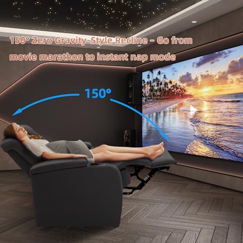 Home Theater Seating, Classic Series Leather Movie Theater Chairs, Power Head...