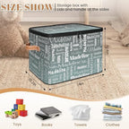Personalized Name Storage Basket, Custom Keepsake Box, Grey Green | Foldable Fabric Gradient Large Memory Bin with Handle Lid Lightweight Waterproof Dustproof, 14"L x 10.2"W x 10.4"H