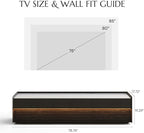 POVISON Fully-Assembled Mid Century Glossy Sintered Stone TV Stand, 78.74" Wood Media Console with Adjustable LED Light, Entertainment Center with Storage for Living Room