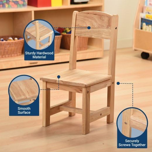 Constructive Playthings KRP-110 Classic Rubberwood Chair for Preschool and Classroom Seating, 10", Durable Classroom Furniture for Schools, Daycares & Learning Spaces