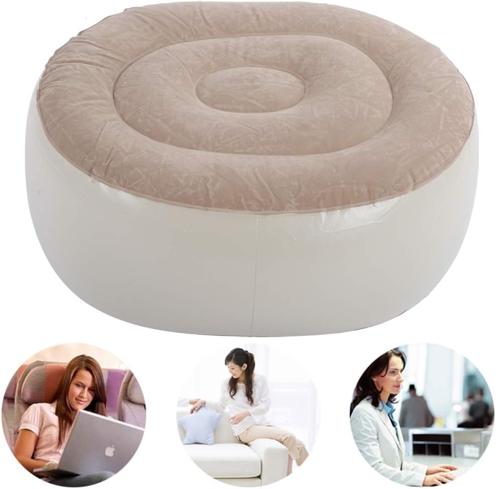 Inflatable Foot Stool PVC Air Inflatable Stool Ottoman Chair for Dorm or Outd...
