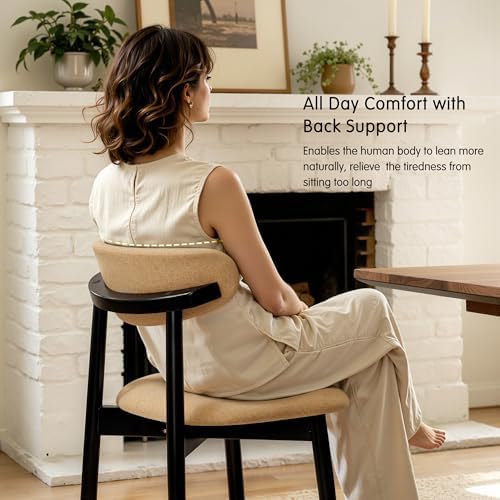 CHUN YI Dining Chairs Set of 4, Upholstered Wooden Dining Room Chairs with Er...