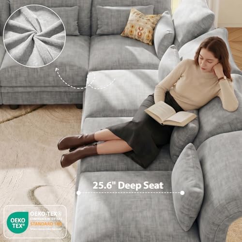 LLappuil 179" Oversized Modular Sectional Sofa with Storage Seat 12 Piec...
