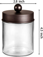 Amolliar 6Pc Apothecary Jars Bathroom Vanity Organizer- Rustic Farmhouse Decor Storage Canister with Stainless Steel Lids- Qtip Dispenser Holder for Q-Tips,Cotton Swabs,Rounds,Ball,Flossers (Bronze)