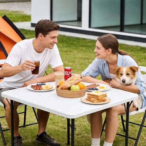 Folding Table, 36 Inch Square Foldable Card Table with Carrying Handle, Heavy...