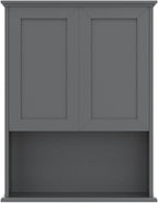 Grey Cabinet Wall Mounted with 2 Doors, Wooden Medicine Cabinet with Adjustable Shelf, 23"x 29" Over Toilet Wall Hanging Cabinets for Bathroom Bedroom, Kitchen, Laundry Room