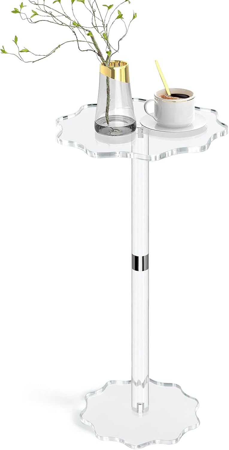 Drink Table, Acrylic Side Table, 10×10×20in Drink Tables for Small Spaces, Pl...
