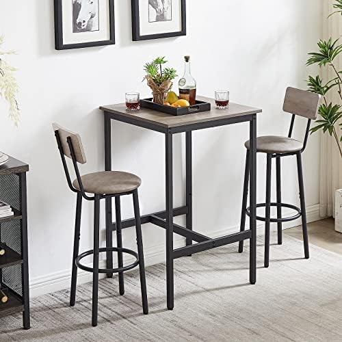 GNIXUU 3-Piece Small Bar Table and Chairs Set, Bar Set with Square Table and ...