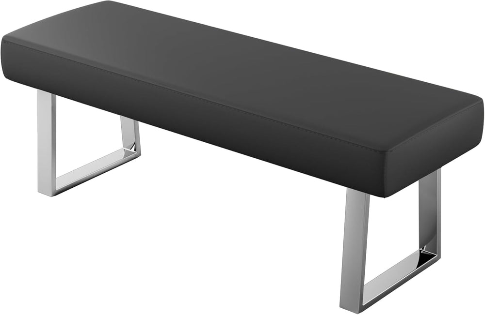 JIEXI 45.3" Indoor PU Leather Upholstered Footstool Bench with Metal Leg...