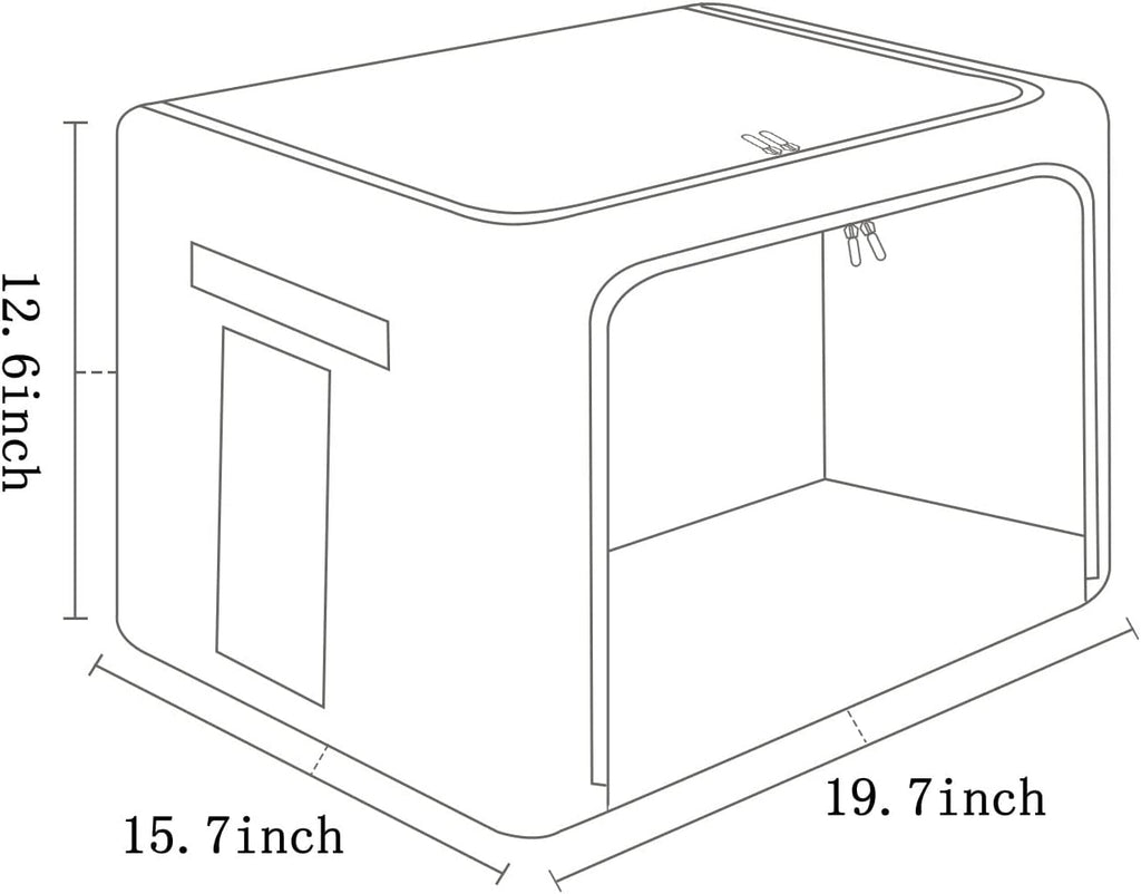 FHSQX 2 Pack Clothes Storage Bins Stackable Metal Frame Storage Box Large Capacity Foldable Linen Fabric Box Organizer with Carrying Handles and Clear Window (Light Gray, 19.7x 15.7x 12.6 Inch)