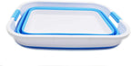 SAMMART 41L (10.8 gallon) Collapsible Plastic Laundry Basket-Foldable Pop Up Storage Container/Organizer-Portable Washing Tub, Water capacity: 32L (8.4 gallon) (Retangular, White/Marine Blue)