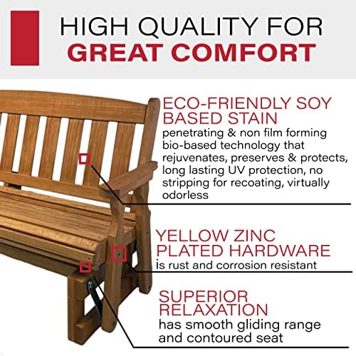 Amish Casual Heavy Duty 800 Lb Mission Pressure Treated Porch Glider (4 Foot,...