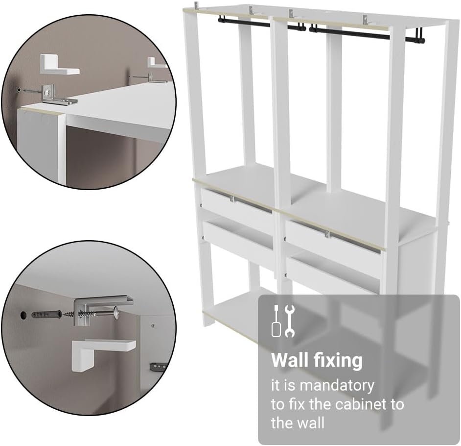 Madesa Kitchen Pantry Storage Rack with 4 Drawers 4 Shelves and 2 Hanging Rod...