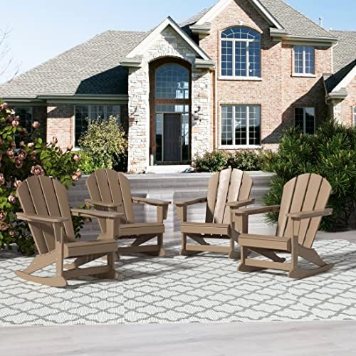 WO Home Furniture Patio Rocking Chair Set of 4 PCS Classic Outdoor HDPE UV We...