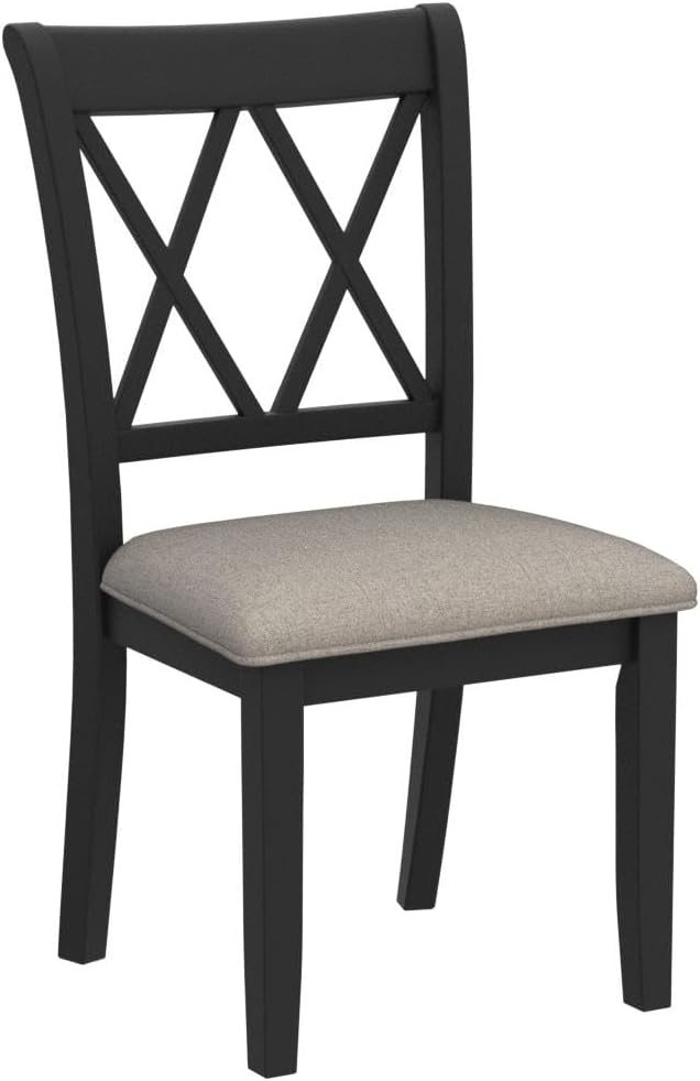 Roundhill Furniture Windvale Fabric Upholstered Dining Chair, Set of 2, Black