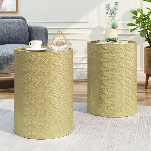 Christopher Knight Home Kaylee Round Hammered Iron Accent Table Set of 2