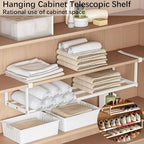 Cabinet Telescopic Shelf, Slim Descent Cabinet Tiers, Retractable Hanging Shoe Rack Organizer, Multifunctional Telescopic Shelf Cabinets for Storing Shoe Cloth,Snack (2pcs White, 40-75cm)