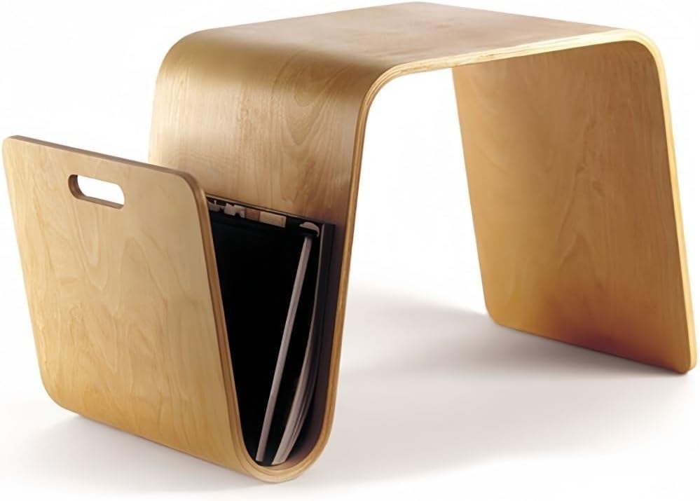 N-Shaped End Table Side Table with Handle and Magazine Rack Wood Small Tables...