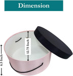 Sarah's Hat Boxes Classic Pink/Black Hat Box – 12.75" x 6.5" (Dia. x Ht.) Handmade in USA – Odorless Non-Toxic Adhesive, Cording Handle – Premium Storage for Hats & Accessories
