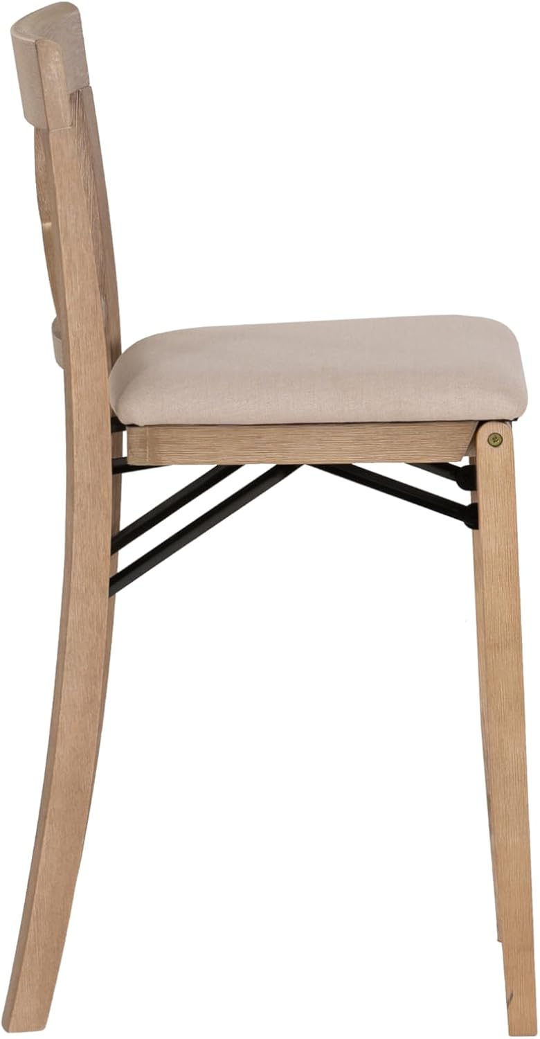 Linon Triena X Back Neutral Greywash Wooden Fully Assembled Folding 24 Inch S...