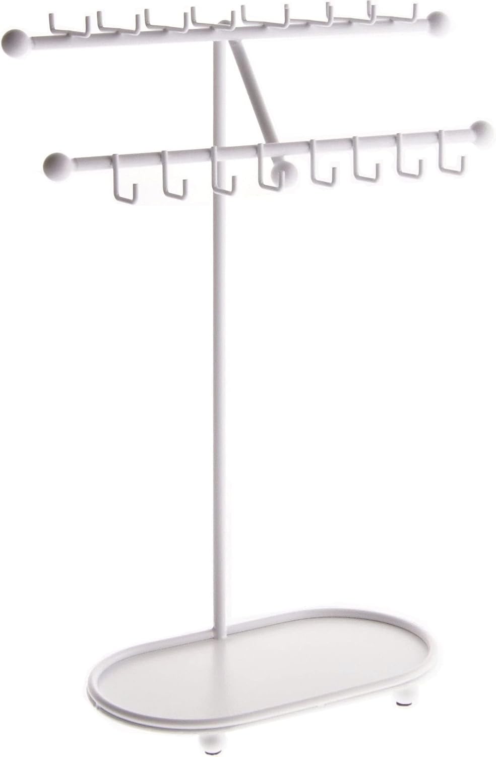 Angelynn's Sturdy Extra Long Necklace Holder Organizer Tall Tabletop Pendant Display Stand, Freestanding Large Capacity Jewelry Tree, Sharisa White 11 3/4" Wide x 16 1/2" Tall
