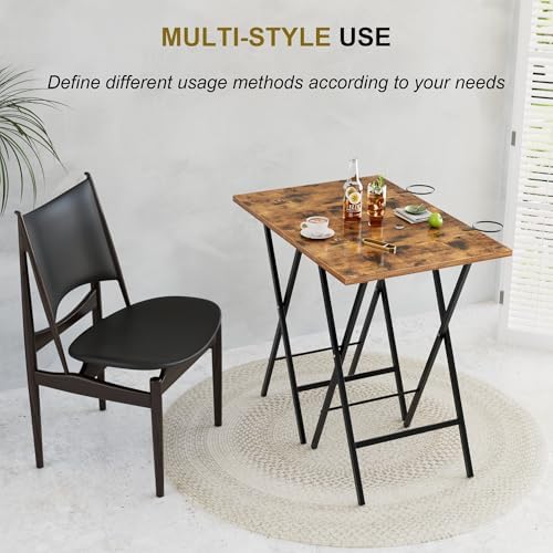 VECELO Folding TV Tray for Eating Set of 4, Portable Dinner/Snack Table with ...