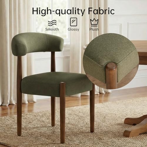 VKNOW Wooden Dining Chairs Set of 6 with Walnut Wood Legs and Curved Back