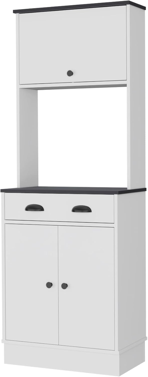 Addison White and Black 2-Cabinet Kitchen Pantry