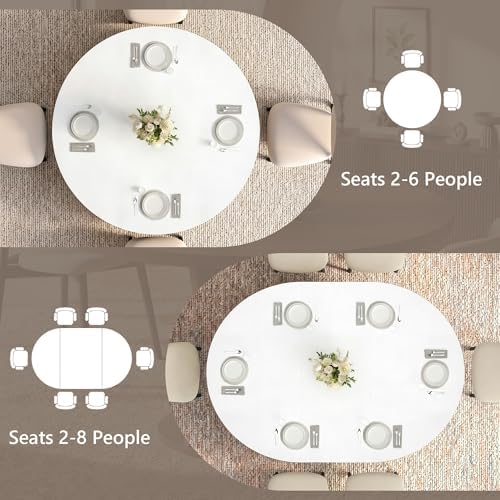 Einhomn 43-59" Extendable Round Dining Table, Kitchen Table for 4-8, Far...