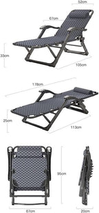 Gravity Chair Folding Portable Reclining Lawn Patio Recliner Lounge ChaiseA Djustable with Headrest(A+Cushion B)