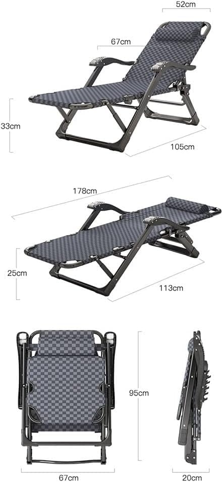 Gravity Chair Folding Portable Reclining Lawn Chair Patio Recliner Lounge ChaiseA Djustable with Headrest(A+Cushion B)