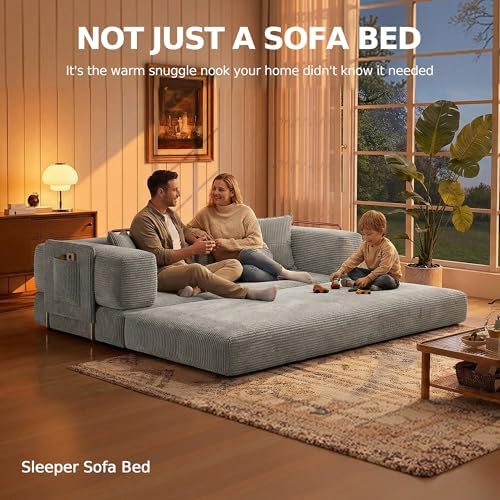MoonSpeak 78.8'' Futon Sofa Bed, Couches for Living Room | Corduroy C...