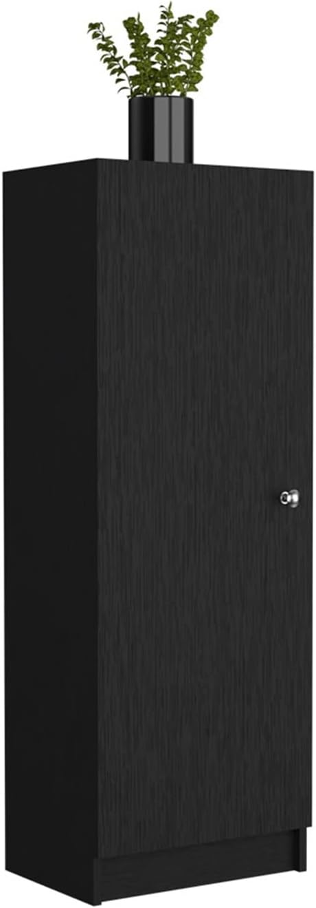 Kitchen Pantry 47" H, One Door Cabinet, Four Interior Shelves, Black ﻿,f...
