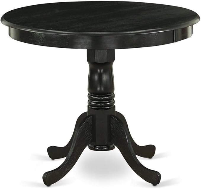 East West Furniture AMVA5-BLK-W 5 Piece Modern Dining Table Set Includes a Round Kitchen Table with Pedestal and 4 Kitchen Dining Chairs, 36x36 Inch, Black