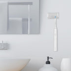 2 Pack Toothbrush Holder Wall Mounted with Cover for Bathroom, 2 Slots Toothbrush Storage Organizer for Shower, Self Adhesive Toothbrush Hanger Rack for Dorm, Cabinet (Clear)