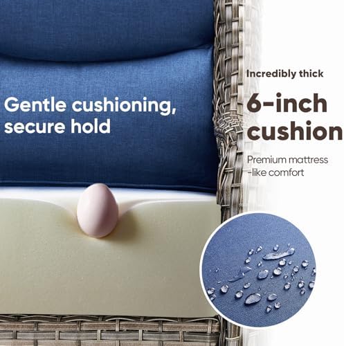 Swivel Patio Chairs sofa Set of 4 with 6" Thick Cushion - Wicker Outdoor...