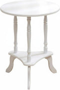 Fenteer Table Round Side Table End Telephone Table with Rubber Wood Frame and Lower Storage Shelf Baked Paint Finish for Easy Cleaning Suitable, White, 48-48-61cm