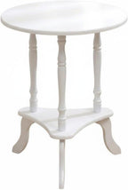 Fenteer Table Round Side Table End Telephone Table with Rubber Wood Frame and Lower Storage Shelf Baked Paint Finish for Easy Cleaning Suitable, White, 48-48-61cm