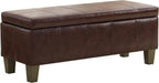 41" Storage Ottoman, Storage Bench with Safety Hinge, Upholstered Synthetic Leather Ottoman Bench for Bedroom, Living Room, Entryway, Hallway, Foot Rest, Support 500lbs