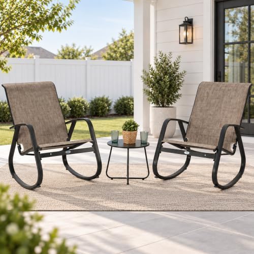 Kozyard 3-Piece Outdoor Rocking Chair Set, Patio Bistro Set