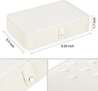 LANDICI Small Jewelry Box for Women Girls, PU Leather Travel Jewelry Case, Portable Jewelry Organizer Storage Holder Display for Ring Earrings Necklace Bracelet Bangle Men Kids Gift, White