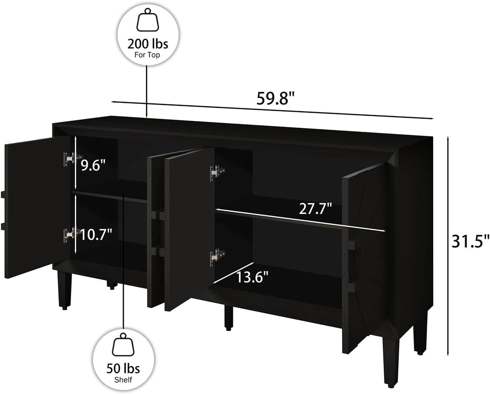 Large Buffet Sideboard Cabinet with Storage,60" Modern Cedenzas Buffet T...