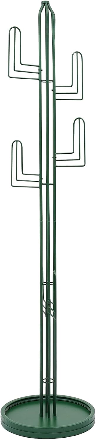 Cactus Coat Rack, 68.9" Tall Freestanding Coat Tree with 6 Hooks, Heavy Duty Green Metal Clothing Stand for Entryway, Bedroom and Office